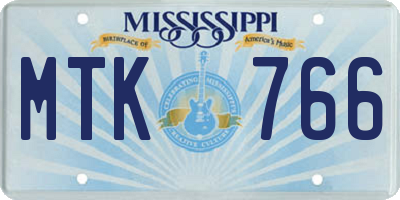 MS license plate MTK766
