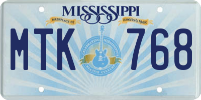 MS license plate MTK768
