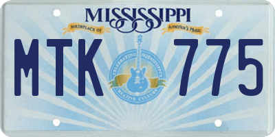 MS license plate MTK775