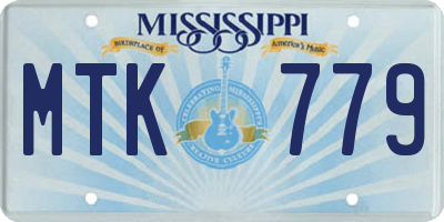 MS license plate MTK779