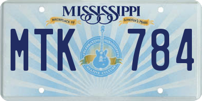 MS license plate MTK784