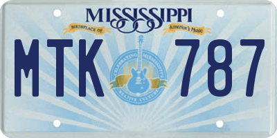 MS license plate MTK787