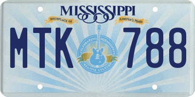 MS license plate MTK788