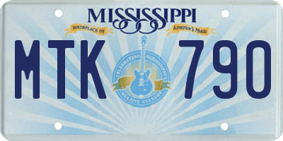 MS license plate MTK790