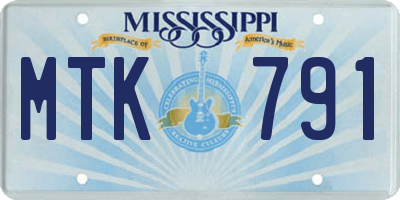 MS license plate MTK791