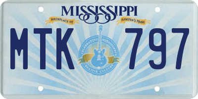 MS license plate MTK797