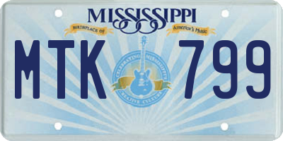MS license plate MTK799