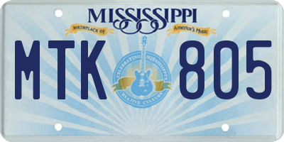 MS license plate MTK805