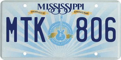 MS license plate MTK806