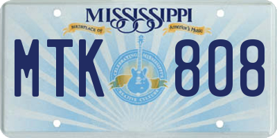 MS license plate MTK808