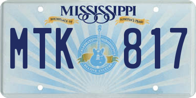 MS license plate MTK817