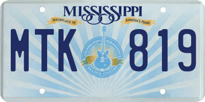 MS license plate MTK819