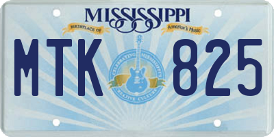MS license plate MTK825