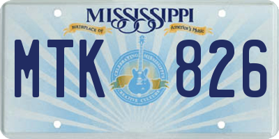 MS license plate MTK826