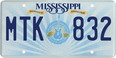 MS license plate MTK832