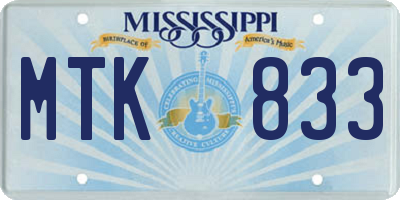 MS license plate MTK833