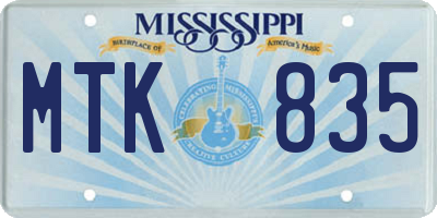 MS license plate MTK835