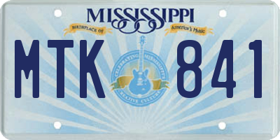 MS license plate MTK841