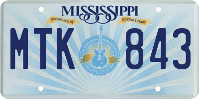 MS license plate MTK843