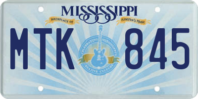 MS license plate MTK845