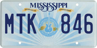 MS license plate MTK846