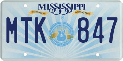 MS license plate MTK847