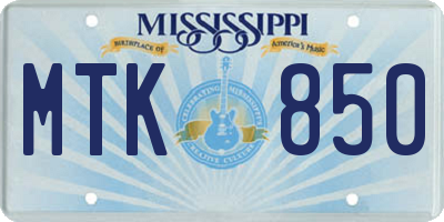 MS license plate MTK850