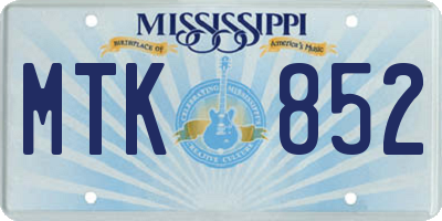 MS license plate MTK852