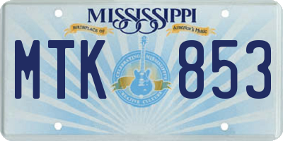 MS license plate MTK853
