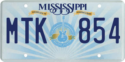 MS license plate MTK854