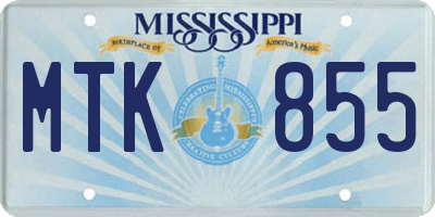 MS license plate MTK855