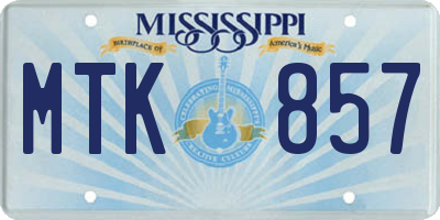 MS license plate MTK857