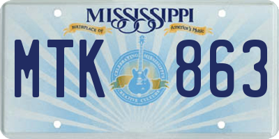 MS license plate MTK863