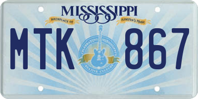MS license plate MTK867