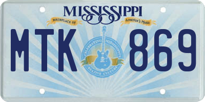MS license plate MTK869