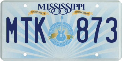 MS license plate MTK873
