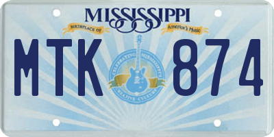 MS license plate MTK874