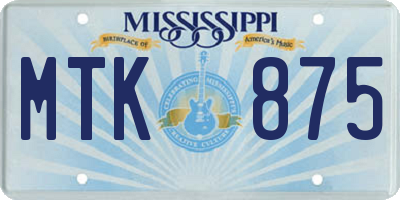 MS license plate MTK875