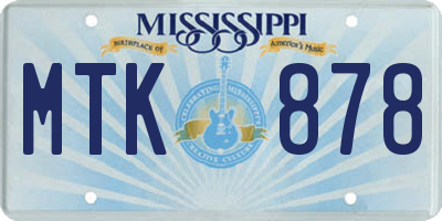 MS license plate MTK878