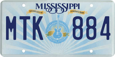 MS license plate MTK884