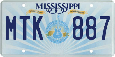 MS license plate MTK887