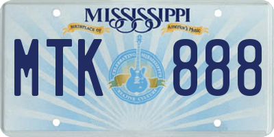 MS license plate MTK888
