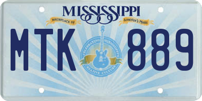 MS license plate MTK889
