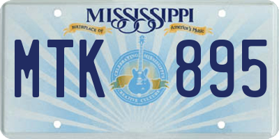 MS license plate MTK895
