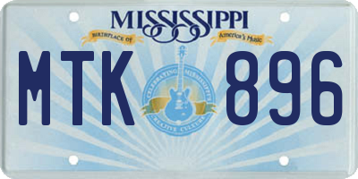 MS license plate MTK896
