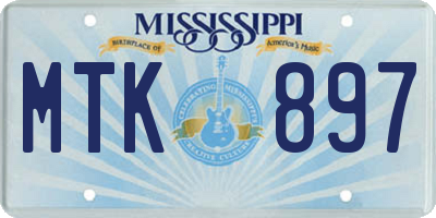MS license plate MTK897