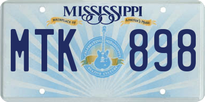 MS license plate MTK898