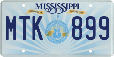 MS license plate MTK899