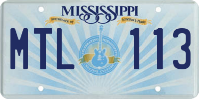 MS license plate MTL113