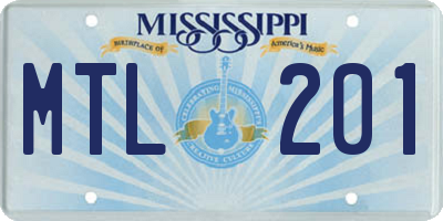 MS license plate MTL201